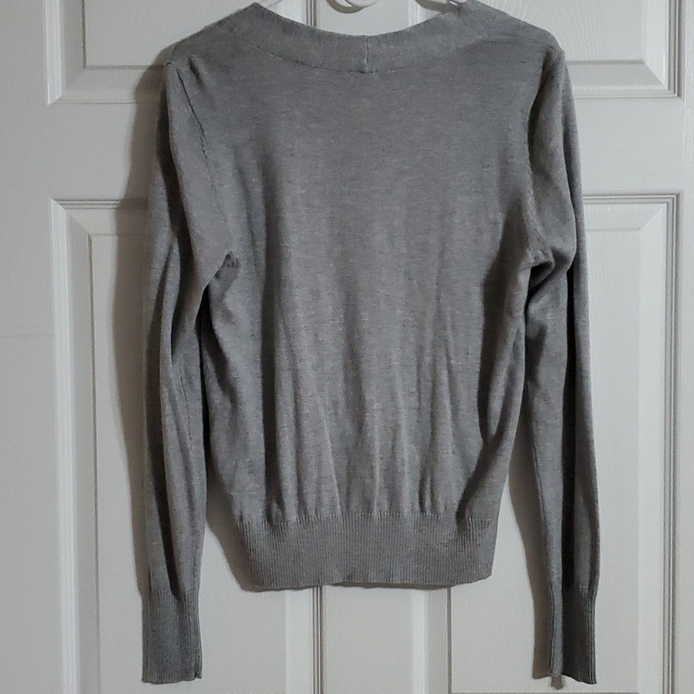 Worthington Gray Open Front Button Cardigan Sweater Cotton Blend Size Large - Picture 5 of 11